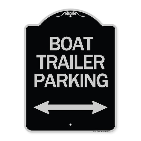 Boat Trailer Parking With Bidirectional Arrow Symbol Heavy-Gauge Aluminum Architectural Sign